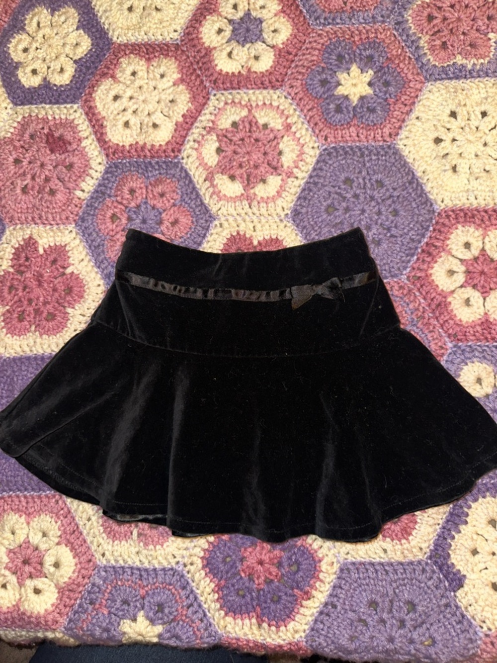 The Children's Place Black Velvet Circle Skirt with Satin Bow